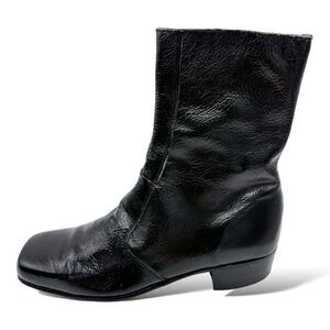Verde Vintage Womens Casual Side Zip Ankle Bootie Black Square Toe Heels 6.5